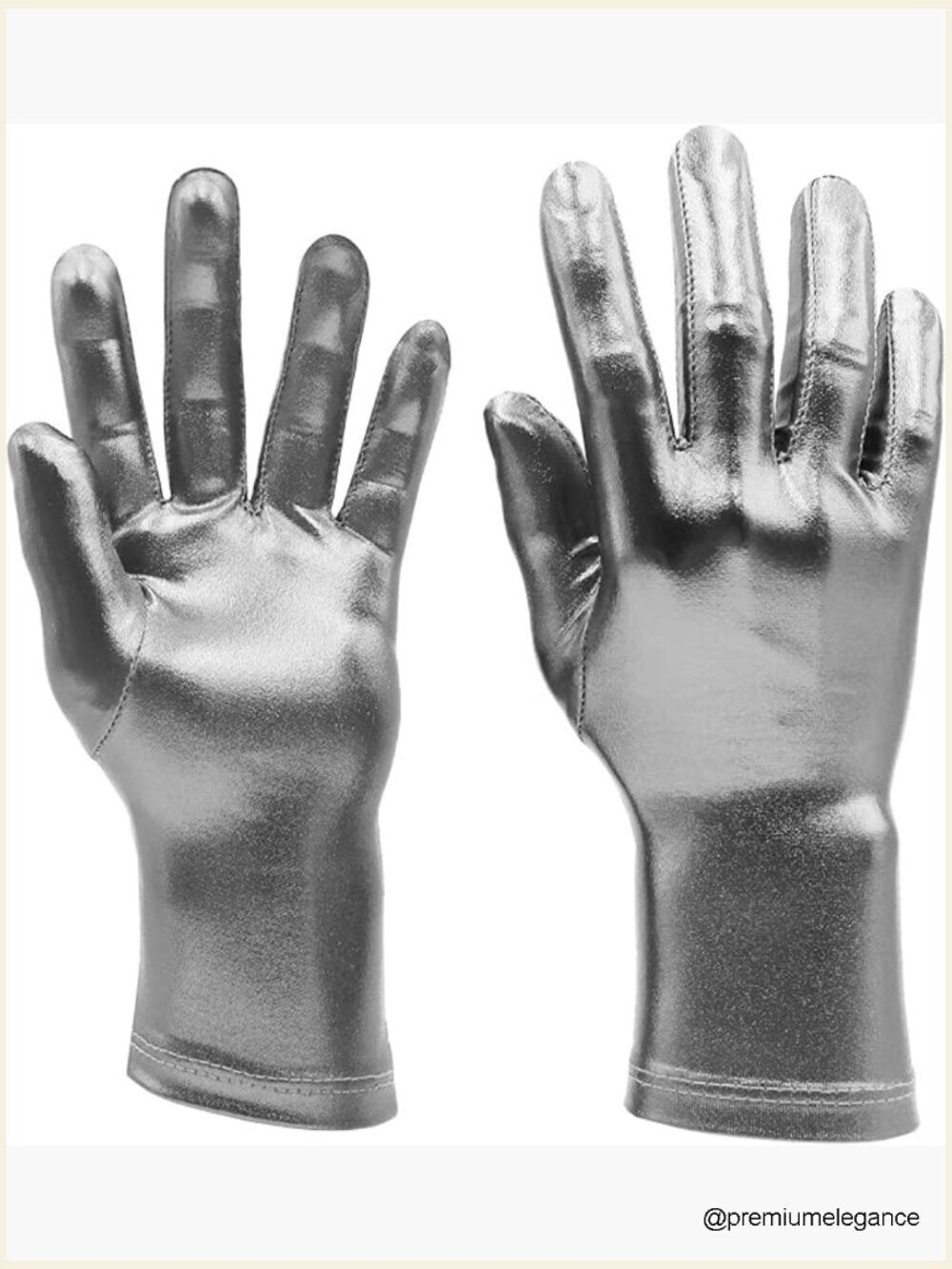 Shiny Metallic Wrist Length Costume Gloves for Halloween Cosplay